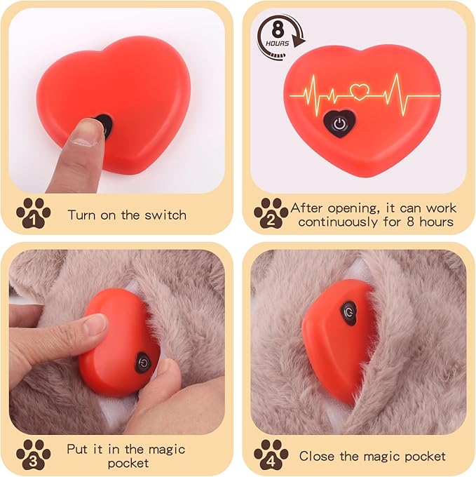 BEVERLYSHARK Heartbeat Puppy Toy Dog Anxiety Relief Calming Aid Heartbeat Stuffed Animal Behavioral Training and Sleep Aid Comfort Dog Toy Crate Training Heartbeat Dog Toy for Small Medium Large Dogs