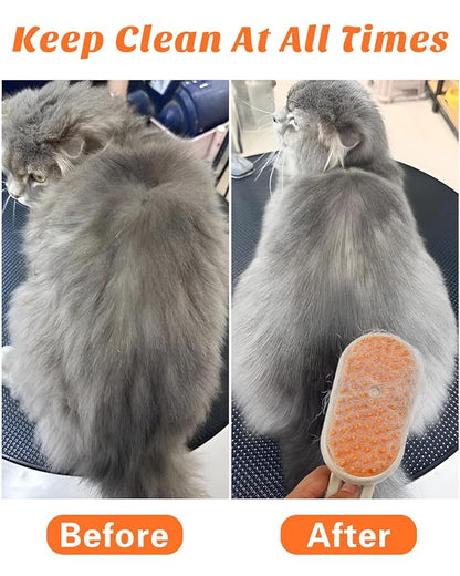 4 in 1 Cat Steam Brush for Shedding, Portable Anti-Static Grooming Comb for Cats & Dogs, Steam Misting Water Brush, Self-Cleaning Pet Hair Remover, Indoor Cat Spray Brushes for Cats & Dogs