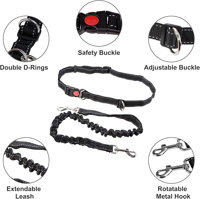 Hands Free Dog Leash, 1 PCS Dog Waist Belt with Leash Elastic Dog Running Belt with Waist Belt for Medium and Large Dog