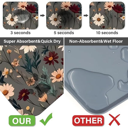 Patterned Cat & Dog Bowl Mat for Food and Water, 12"×20" Quick Dry Absorbent Pet Feeding Mat, Eco-Friendly Dog Placemat