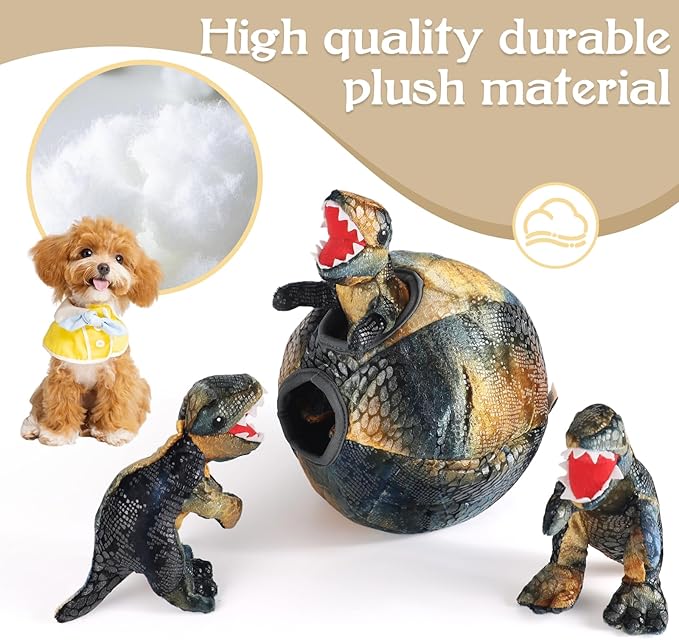 IFOYO Squeaky Dog Toys, Dinosaur Puppy Toys, Plush Interactive Dog Toys for Small Medium Dogs, Enrichment Hide and Seek Dog Toy