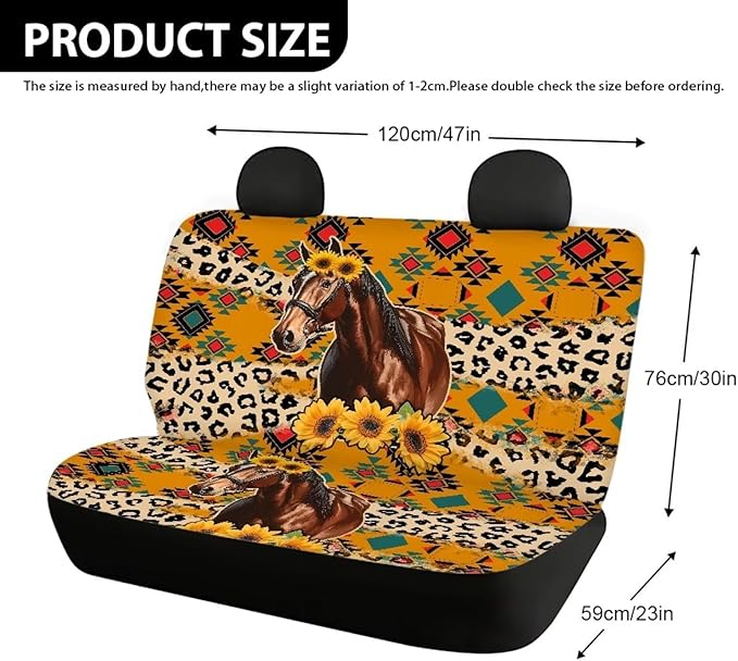 AFPANQZ Horse Stripes Car Rear Seat Covers Set Universal Fabric Cloth Car Seat Cover Boho Automatic Backseat Protector Fit SUV Truck Van Dog Back Seats Protection Dust-Proof Washable Cover