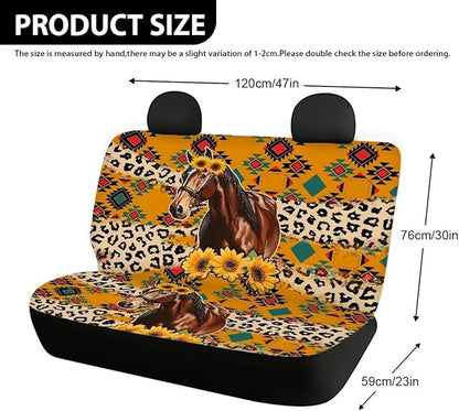AFPANQZ Horse Stripes Car Rear Seat Covers Set Universal Fabric Cloth Car Seat Cover Boho Automatic Backseat Protector Fit SUV Truck Van Dog Back Seats Protection Dust-Proof Washable Cover