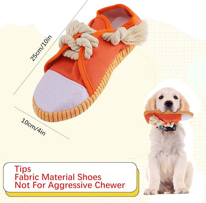 vocheer Dog Chew Toy, Dog Toys to Keep Them Busy Durable Teething Shoe Interactive Squeaky Puppy Toy,Small,Medium Breze, Machine Washable(Orange)