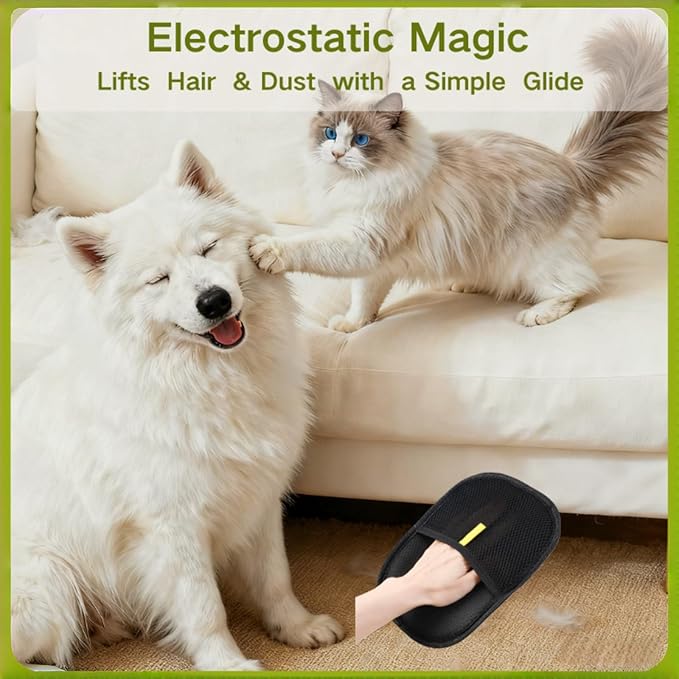 Pet Hair Removal Glove for Dogs and Cats - Electrostatic Pet Hair Gloves &Pet Hair Remover Tool for Furniture, Car Seats, Clothing, Couch, Carpet