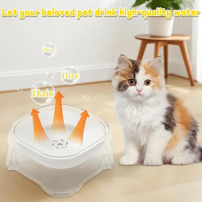 Splash-Proof Cat & Dog Water Bowl 2L Anti-Spill Design Reduces Refill Frequency Splash-Resistant Bowl Keeps Surroundings Clean Slow-Drink Bowl Designed for Pets Who Splash Water (White)