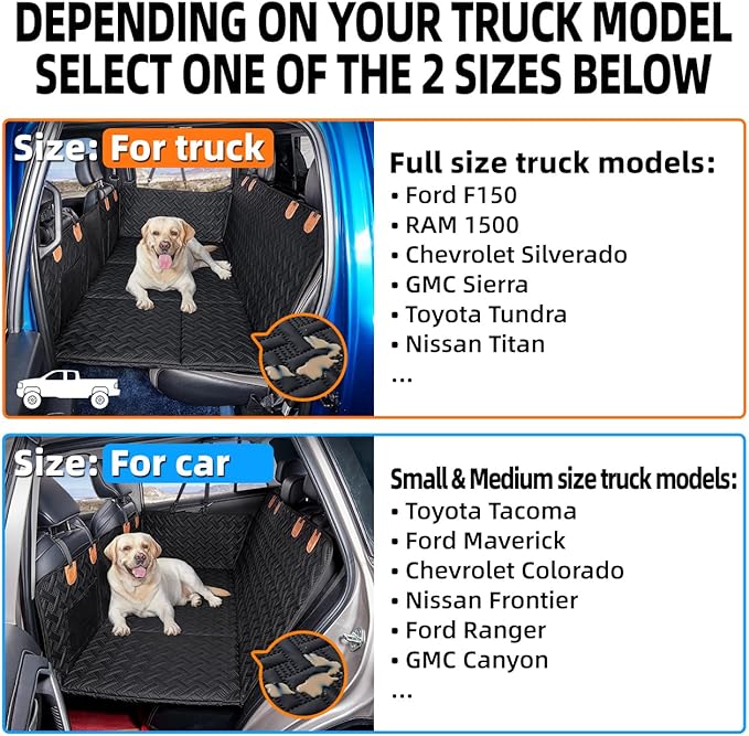MAXFUT Dog Back Seat Extender for Truck,Truck Dog Seat Cover Back Seat,Dog Hammock for Truck,Hard Bottom Seat Extender,Pet Seat Covers for F150/RAM1500/Silverado