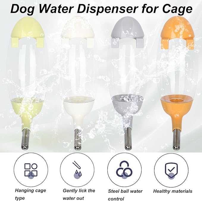 No-Drip Water Bottle/Feeder for Hamsters/Guinea Pigs/Ferrets/Rabbits/Cats and Dogs, Small Animals and Small Pets - for Use in Cages, Crates or Suspension Mounts.13.5 oz. Nozzle 10 mm, Yellow