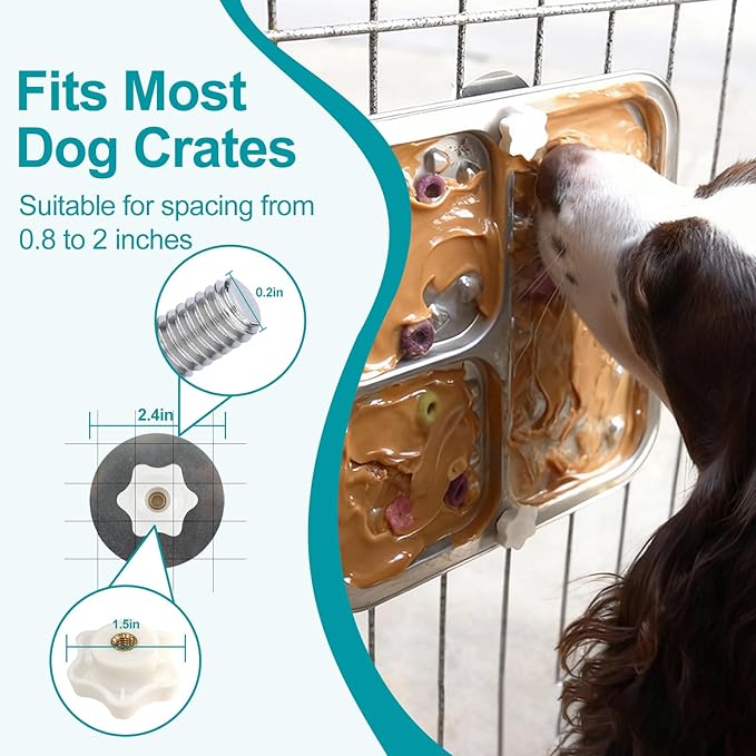 Stainless Steel Lick Mat for Dogs and Cats, Chew Proof Slow Feeder with Suction Cups and Crate Mount, Three Textured Zones for Calm Feeding and Daily Use [2Pack]