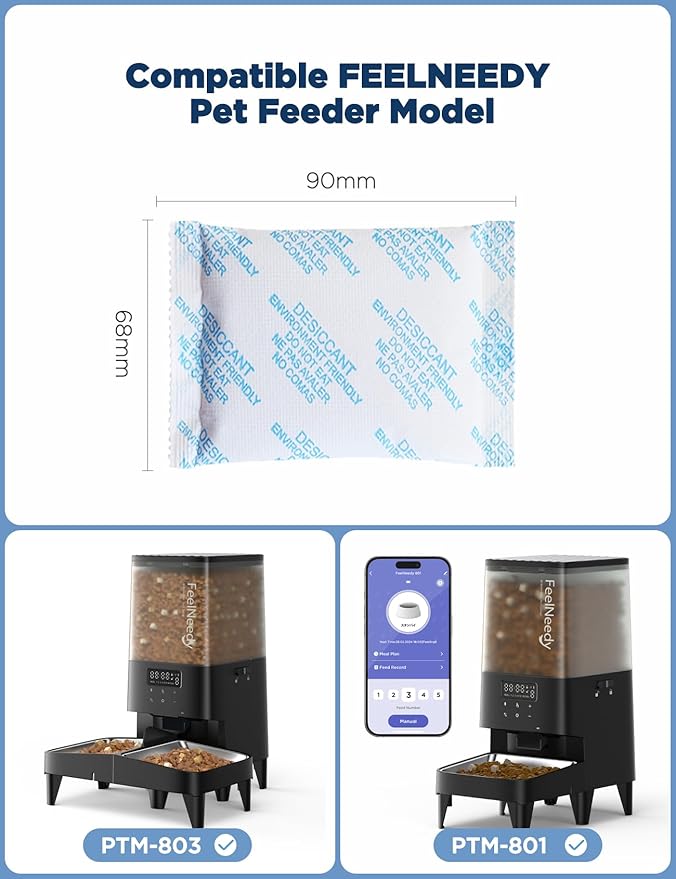 Pet Food Desiccant Bag for FEELNEEDY Pet Feeder，6 Pack Replacement Desiccant Bags for Automatic Cat Dog Pet Food Feeders Keep Pets Foods Dry and Fresh