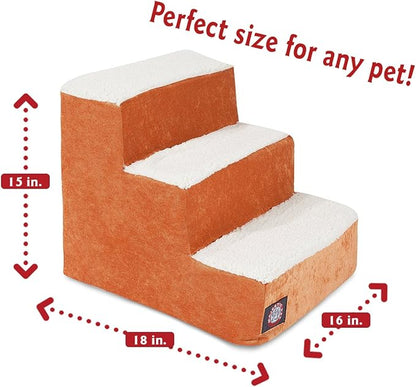 3 Step Portable Pet Stairs By Majestic Pet Products Villa Orange Steps for Cats and Dogs Tangerine