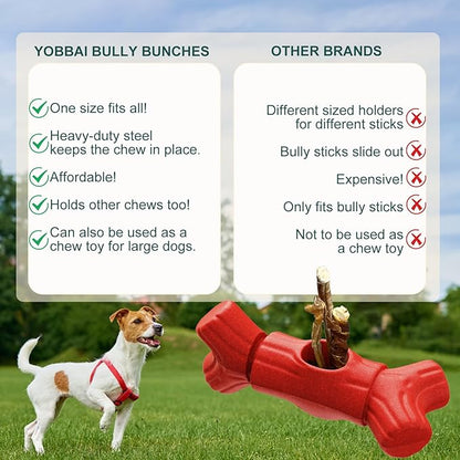 Bully Stick Holder for Large Dogs 55+ lbs – Heavy Duty Chew Toy & Anti-Choking Treat Holder, BPA-Free Adjustable Clamp for Aggressive Chewers, Dishwasher Safe, Promotes Dental Health