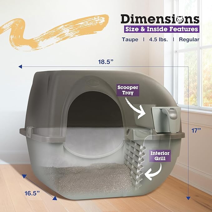 Omega Paw NRA15 Self Cleaning Litter Box Regular Size,Grey