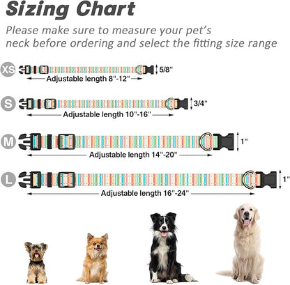 Reflective Dog Collar, Cute Dog Collar for Medium Dogs, Soft Nylon Puppy Collar for Boy and Girl Female Dogs, Adjustable Pet Collars with Quick Release Buckle, Colorful Watercolor Art