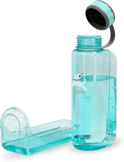 OllyDog OllyBottle, Dog Water Bottle with Detachable Bowl, No Spill Travel Bottle for Dogs, Wide Drinking Cup, BPA-Free Tritan, Easy Clean, Convenient for Walking & Hiking (1L, Aqua Blue)