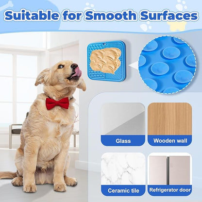 Lick Mat for Dogs, Dog Lick Mat with Suction Cups Dog Food Mats and Slow Feeder Cat Bowl for Dogs Anxiety Relief Cats Enrichment Toys for Pet Bathing Station and Cat Grooming 3Pack (Blue&Orange&Gray)