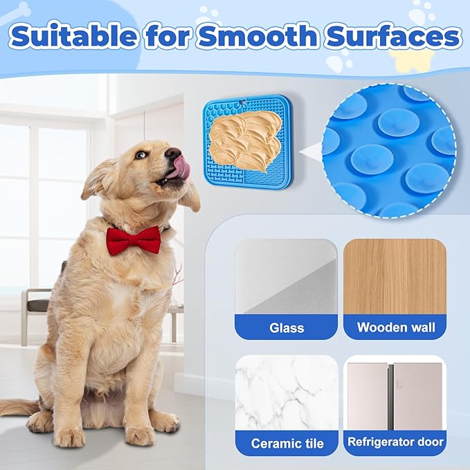 Lick Mat for Dogs, Dog Lick Mat with Suction Cups, Pet Food Mats and Slow Feeder Cat Bowl for Dog Anxiety Relief Pet Enrichment Toys for Bathing Station and Cat Grooming 2 Pack (Blue & Orange)