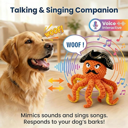 Self Moving Interactive Octopus Dog Toy Set with 2 Balls - Automatic Bouncing Wobble Ball & Durable Chew Ball, 4-in-1 Squeaky Plush Enrichment Toy to Keep Them Busy for Medium Large Dogs