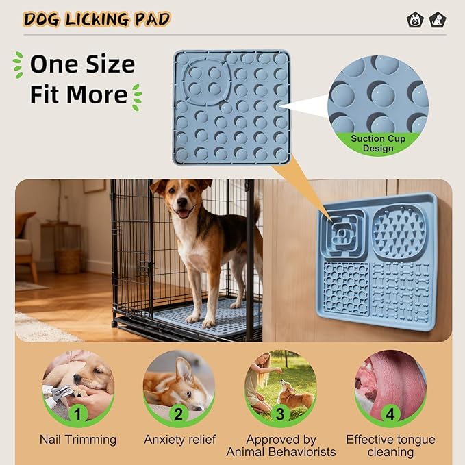 Dog Lick Mat for Anxiety Relief, Slow Feeder Alternative, Pet Enrichment Treat Mat, Boredom Buster, Durable Food-Grade Silicone, Dishwasher & Freezer Safe