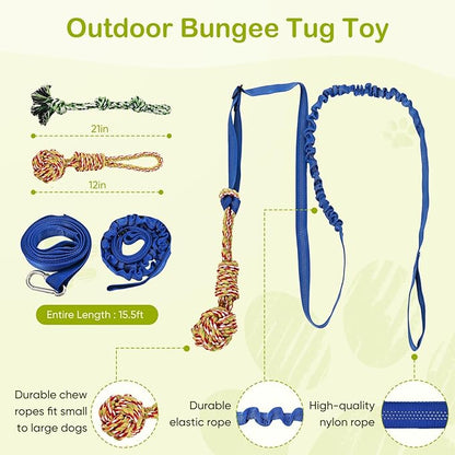 Outdoor Dog Bungee Tug Toy,Interactive Tug of War Toy for Small/Medium/Large Dogs,Tree Tuggerr Toys，Hanging from Tree Toy for Exercise Solo Play (Large)