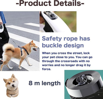 26 ft Retractable Dog Leash with Dispenser and 3 Pieces Poop Bags, Retractable Dog Leash for Small Medium Large Dogs up to 110lbs, Heavy Duty Design with Anti-Slip Handle (Black)