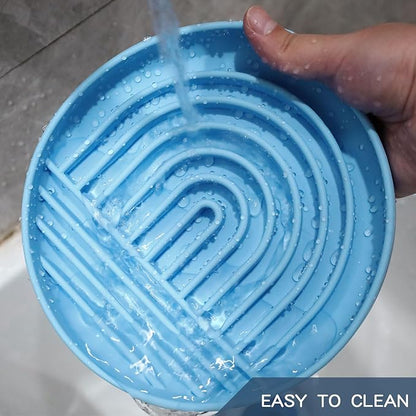 Slow Feed Dog Bowl, Anti-Gulping, Durable Silicone, Safe for Small to Large Breeds, Blue