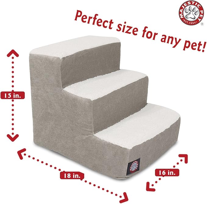Majestic Pet Portable Pet Stairs, Soft Sherpa Steps Foam Feeling, Steps for Dogs & Cats, Dog & Cat Ramp, Perfect for Bed & Sofa, Indoor Only, Max Weight: up to 250 Lbs, 3 Step, Villa Vintage