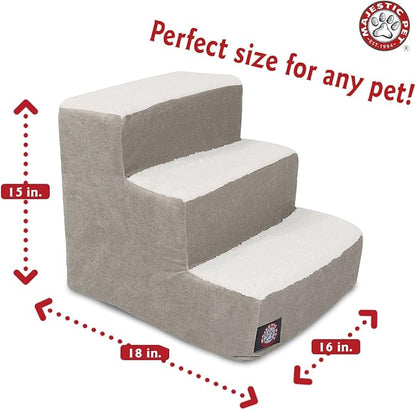 Majestic Pet Portable Pet Stairs, Soft Sherpa Steps Foam Feeling, Steps for Dogs & Cats, Dog & Cat Ramp, Perfect for Bed & Sofa, Indoor Only, Max Weight: up to 250 Lbs, 3 Step, Villa Vintage