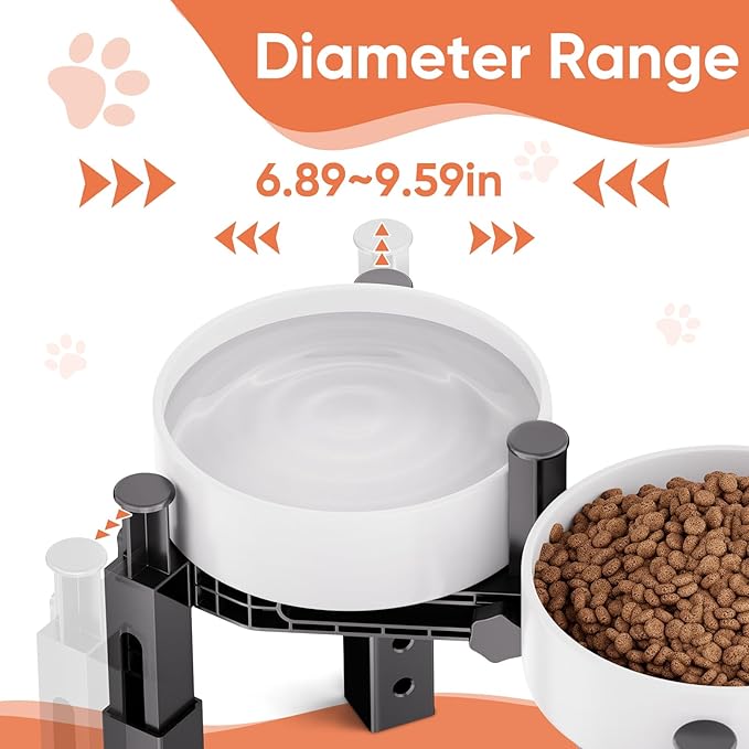 XIAZ Dog Bowl Stand Elevated Food Water Bowl Holder for Large Medium Small Sized Dog, Heights&Width Adjustable, Non-Slip, Durable, Elevated Feeding Bowl Stand for All Dogs Bowls (Stand Only)