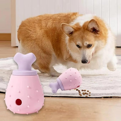 Cat Dog Slow Feeder Set Textured Slow Lick Mat & Drumstick Puzzle Toy Food Grade Silicone Easy to Clean Anti-Slip Base Pet Accessories (Puzzle Toy 2pcs)