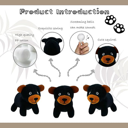 Bear Plush Dog Toy Squeaky Toy, Interactive Hide and Seek Replacement Dog Toys for Small & Medium Dogs (3Pcs Squeaky Bear)