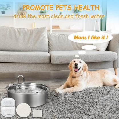 12 Sets Pet Water Fountain Filter Replacement Compatible with Oneisall 7L/230oz Stainless Steel Dog Dispenser - Filtered Dog Water Bowl - Replacement Filters and Sponge