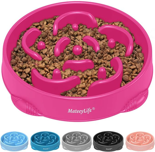 MateeyLife Large Slow Feeder Dog Bowls, Anti-Choking Puzzle Dog Food Bowls, Anti-Slip Interactive Feeding Slow Down Eating, Bloat Stop Maze Dishes for Large Breeds 4 Cups Purple