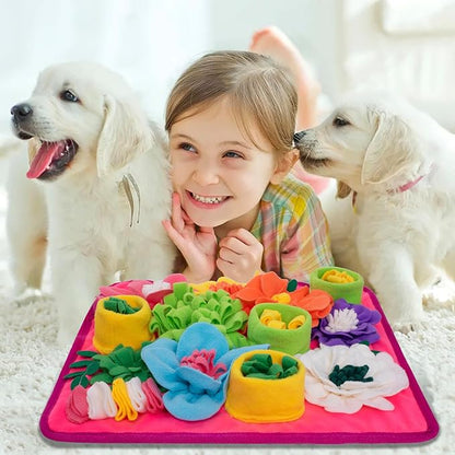 Snuffle Mat for Dogs, Sniff Mat Slow Feeding Mat for Small Pets Cats, Rabbits - Help Stress Relief and Training - Stimulate Your Pet's Foraging Skills! (Bright Pink)