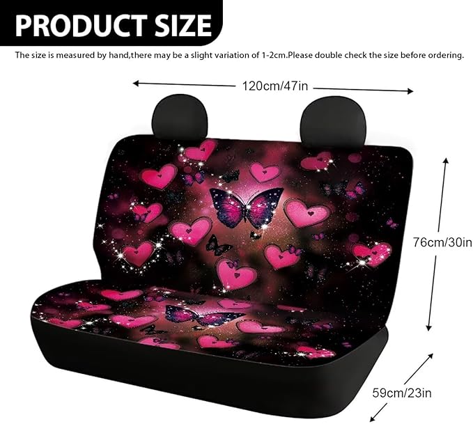 AFPANQZ Pink Butterfly Car Backseat Covers Dog Seat Cushion for Rear Seat Non-Slip Soft Car Seat Covers for Dogs, Pet, Kids Seat Cover for Auto Back Seat, Bench Protective Covers