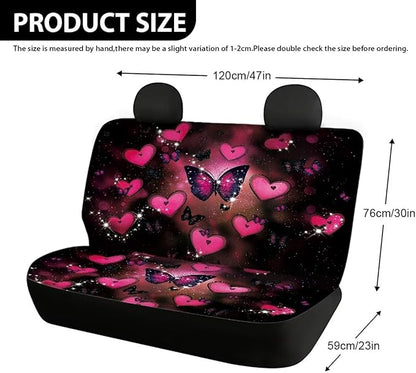 AFPANQZ Pink Butterfly Car Backseat Covers Dog Seat Cushion for Rear Seat Non-Slip Soft Car Seat Covers for Dogs, Pet, Kids Seat Cover for Auto Back Seat, Bench Protective Covers