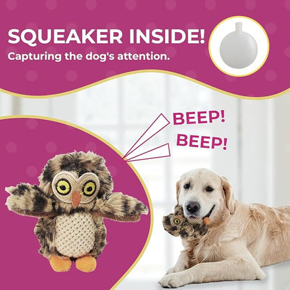 Glow Pups Dog Puzzle Toy Tree with Hide and Seek Squeaky Owl Plush Toys, Interactive Fun for Small and Medium Dogs, Promotes Mental Stimulation, Large Green Forest Animal