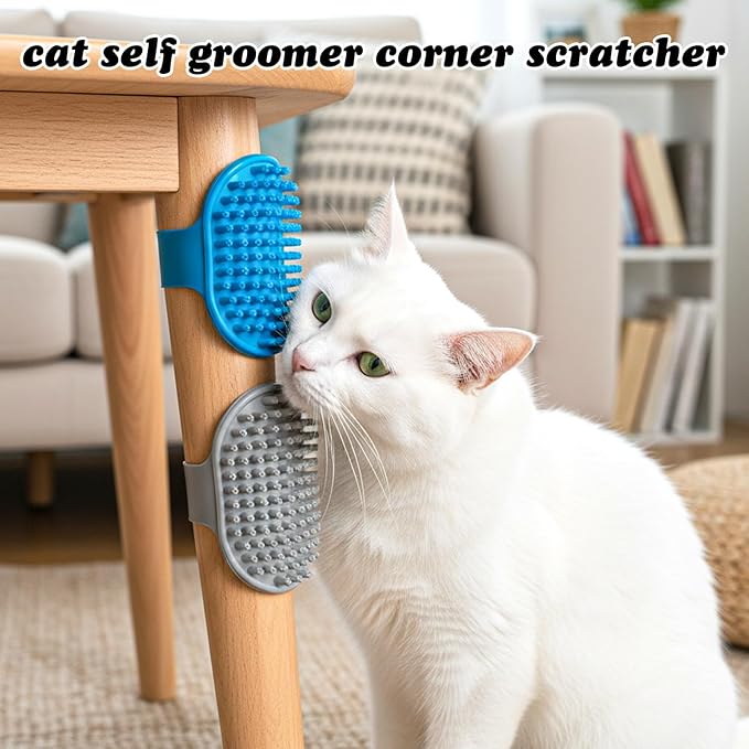 4PCS Cat Face Scratcher,Self Grooming Cat Brush,Silicone Cats Face Scratchers, Pet Massager Tool for Kitten Puppy Relaxing (Gray, Orange, Pink, Blue)