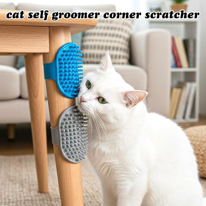 4PCS Cat Face Scratcher,Self Grooming Cat Brush,Silicone Cats Face Scratchers, Pet Massager Tool for Kitten Puppy Relaxing (Gray, Orange, Pink, Blue)