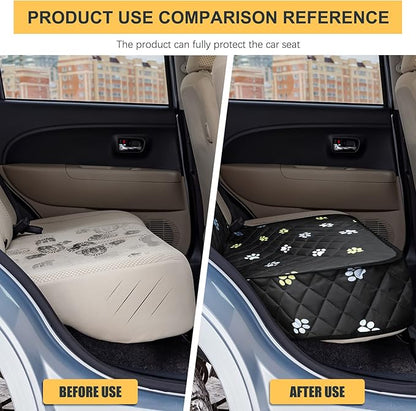 2pcs Dog Car Seat Cover for Front Durable Colored Paw Prints Waterproof Protector Against Dirt Scratch Proof Non Slip Padded Quilted Front Seat Covers for Dog for Cars, Trucks and SUV, Black