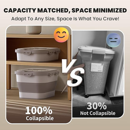 35-40 Lbs Airtight Dog Food Storage Container, Collapsible Dog Food Container with Lid, Wheels, Date Track, Large Pet food storage Container for Rice,Flour,Sugar,Dog Food Scoop,2PCS Containers