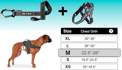 BIKE AND DOG - Dog Leash and Harness for Bicycle, Harness with 3 Rings, 2 are Sides, Includes 2 Special Cable Ties for Bicycle. Patented. (Black, Leash & Harness M)