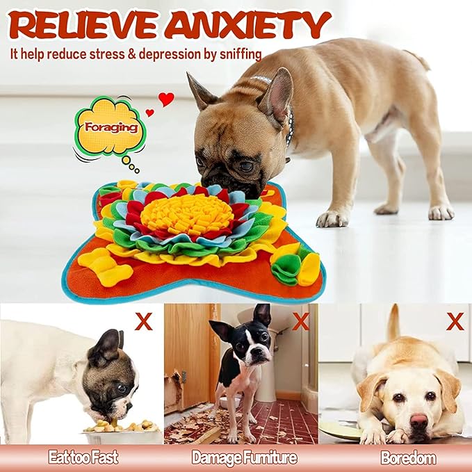 Snuffle Mat for Dogs Pet Treats Feeding for Small Medium Breed Dogs Non-Slip Interactive Dog Puzzle Toys Encourages Natural Foraging Skills