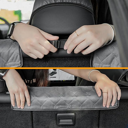 Dog Car Seat Cover for Back Seat (Waterproof, Scratch & Slip Resistant) ‑ Heavy Duty Dog Hammock with Mesh Window, Seat Belt Access & Pet Safety Anchor, Fits Cars/SUV/Truck (Model 3/Y, Gray)