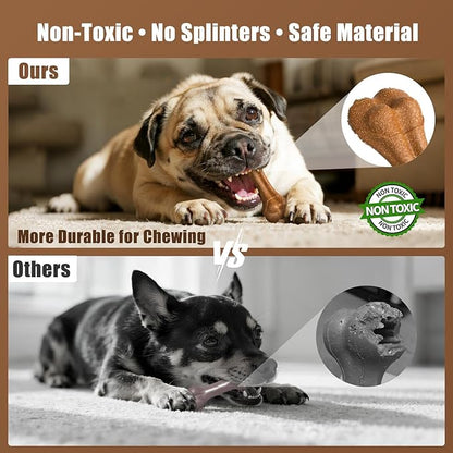 SCHITEC Dog Bone Chew Toys for Small Dogs & Puppies, Beef Flavor Teething Toy, Durable Dog Toys for Aggressive Chewers, Teeth Cleaning, 5Pcs