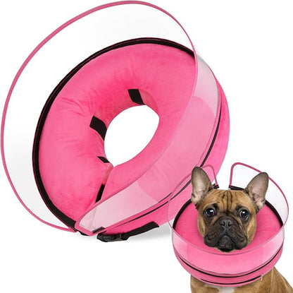 BARKLESS Dog Cone, Inflatable Dog Cone After Surgery, Soft Surgery Collar with Enhanced Anti-Licking Guard Shield for Pets, Patented Protective Donut Collar (Hot Pink, M (Neck: 8"-11"))