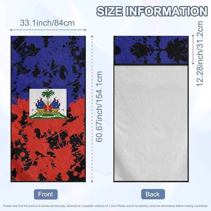 SEANATIVE Sports Towel Seat Covers for Cars - Quick-Dry Sweat Towels for Gym, Hiking & Beach with Anti-Scratch Design (Machine Washable, Universal Fit), Haiti Flag Pattern