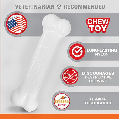 Nylabone Original Bone Power Chew Toy for Dogs, Durable & Tough Dog Toys for Aggressive Chewers, Chicken Flavor, Small - Up to 25 Ibs, 1 Count