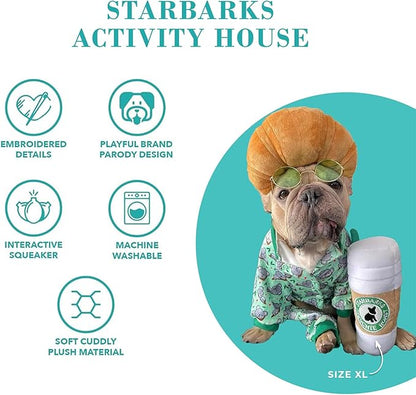 Haute Diggity Dog Starbarks Coffee Cup, Plush Designer Dog Toys with Interactive Squeaker, Stimulating Pet Enrichment, Machine-Washable & Safe Materials for All Breeds, Size XL