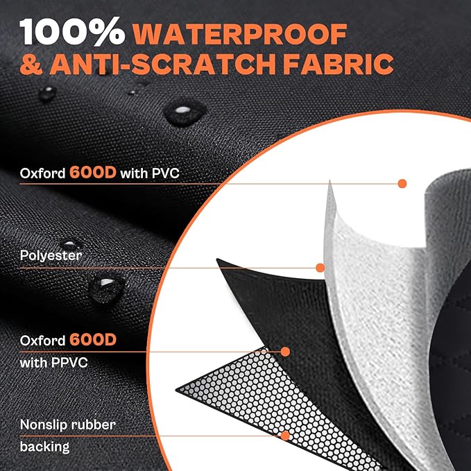 IVY&LANE SUV Cargo Liner for Dogs,Waterproof Trunk Cover Dog Car Seat Mat for SUVs Sedans Vans with Bumper Flap Protector,Non-Slip,Large Size Universal Fit,Black